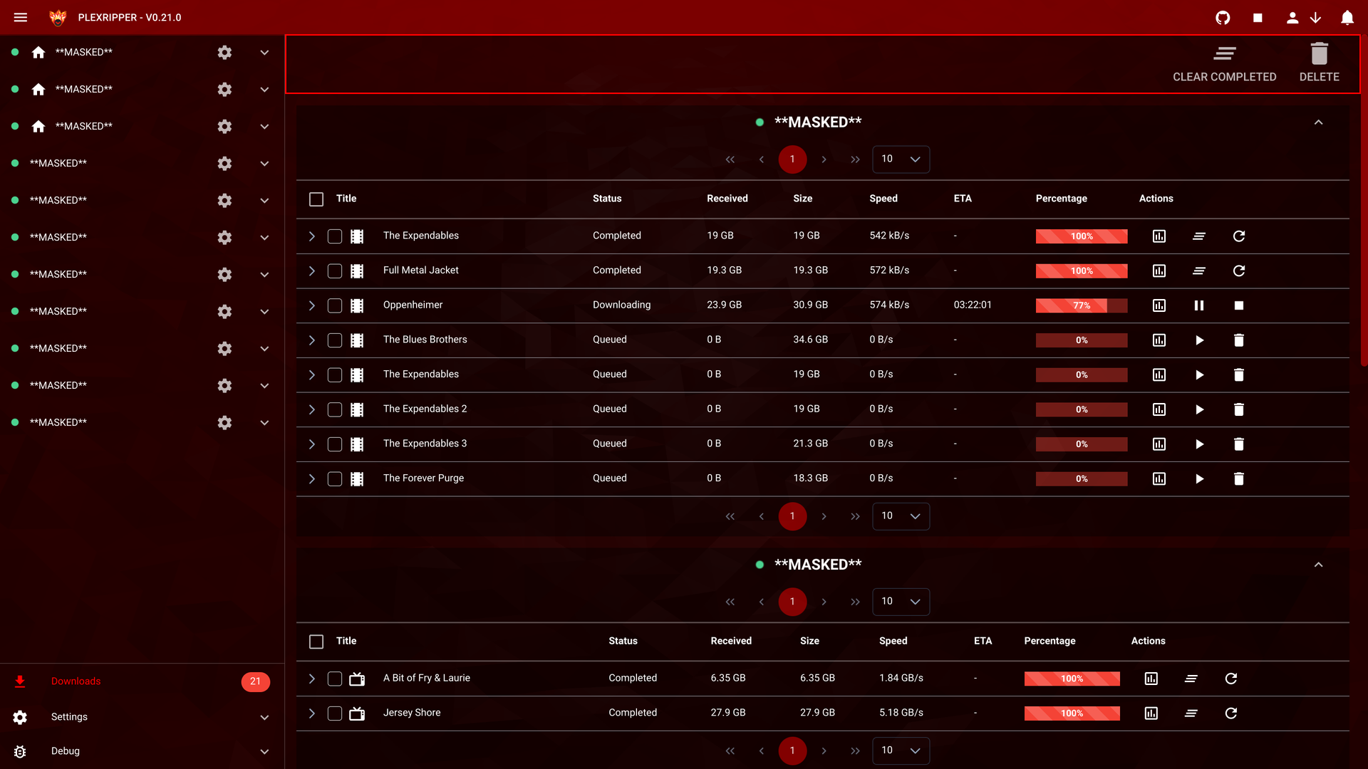 Downloads overview