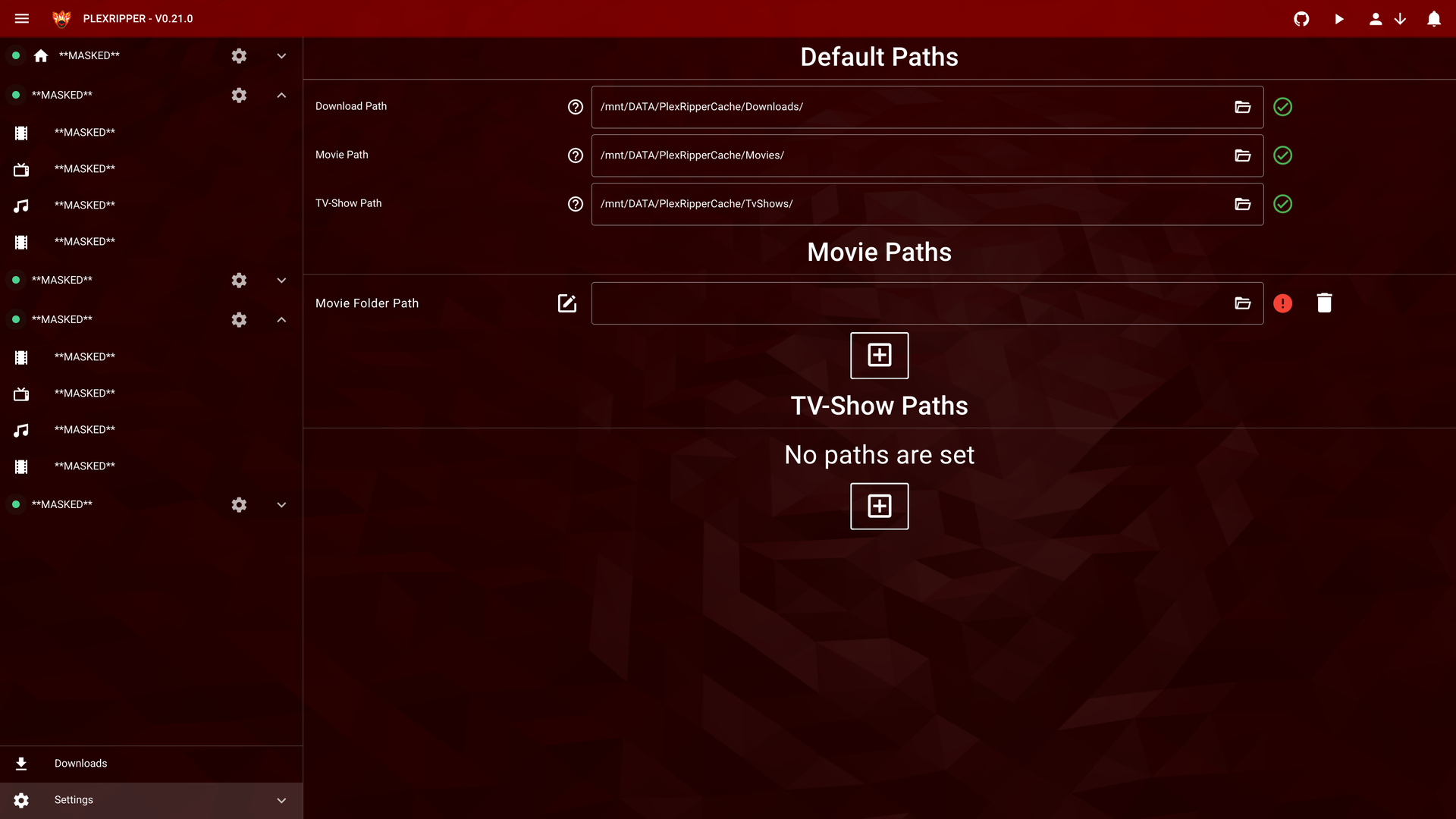 Folder path settings