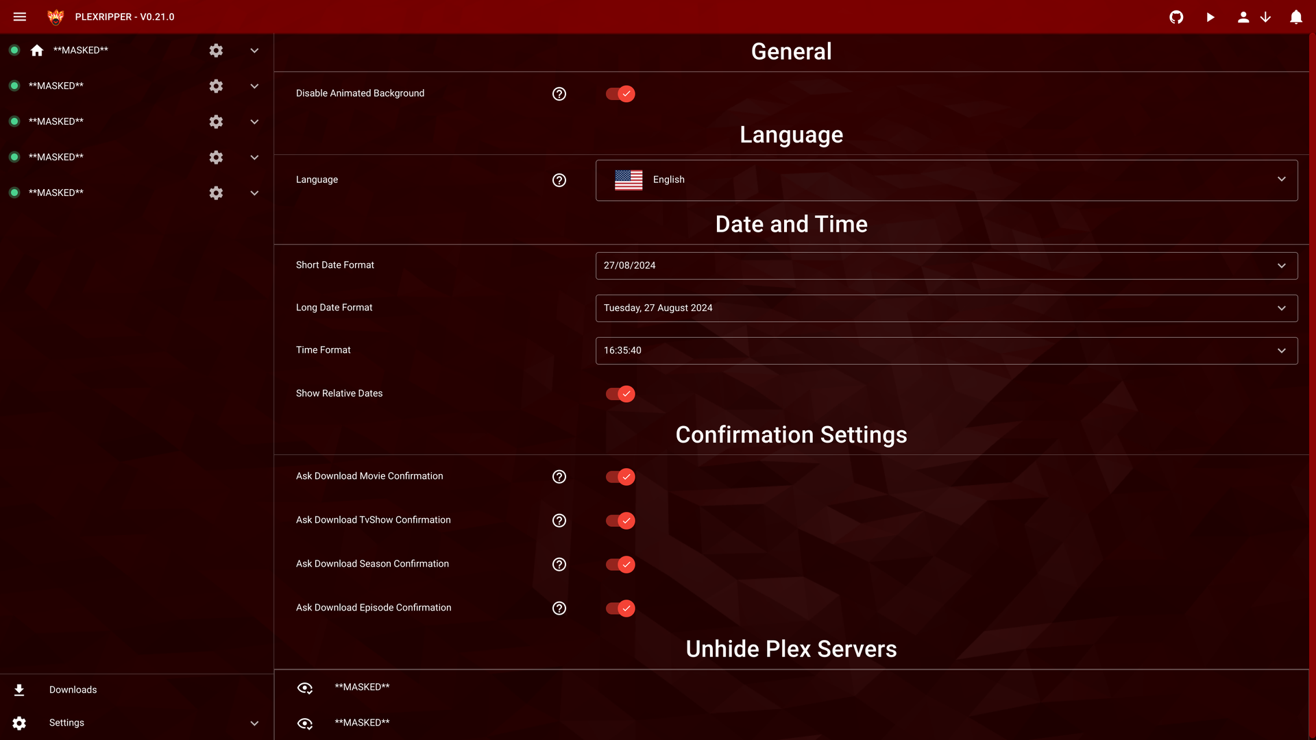 Localization settings